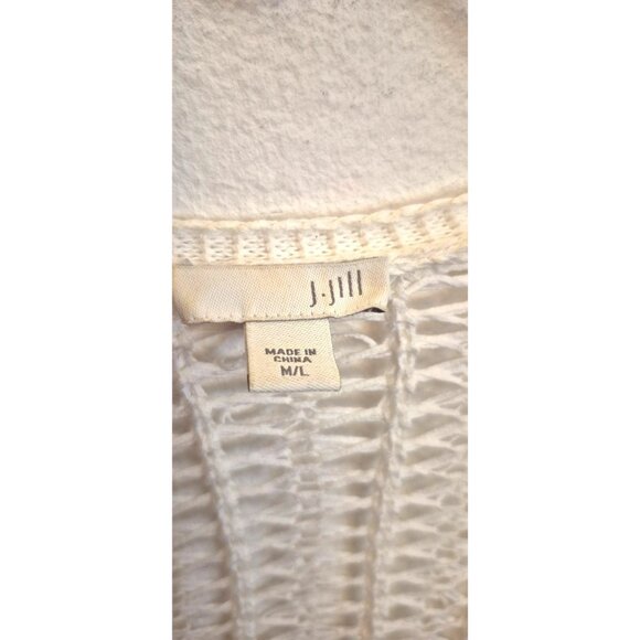 J. Jill White Crochet Cotton Knit Open Front  Over Size Cardigan Kimono Sz M/L - Picture 9 of 12